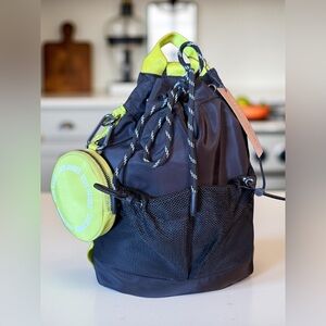 Steve Madden NWT Black & Neon Green Drawstring Backpack Sling Bag & Small Purse